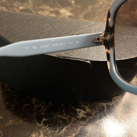 Prada Milano squared sunglasses. Brown spotted and Black with blue inside trim. - Picture 4 of 7